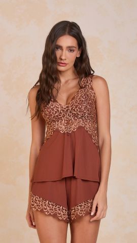 Short doll Cecília (Marrom Bicolor)