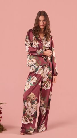 Pijama Adele Estampado (Floral Bordô)