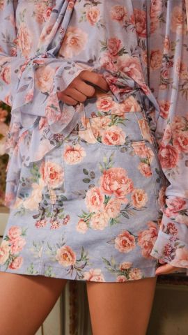 Saia Juliana (Floral Azul)