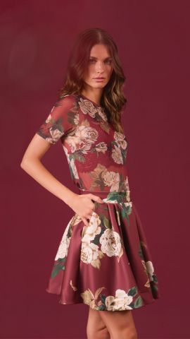 Saia Mayara (Floral Bordô)