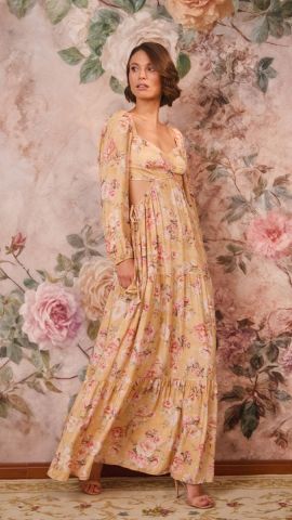 Vestido Constanza (Floral Dourado)