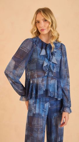 Blusa Nina (Estampa Jeans)