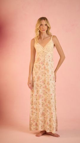 Camisola amamentação Vanessa longa (Floral off)