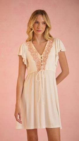 Camisola Ame 3 Renda Bicolor (Marfim)