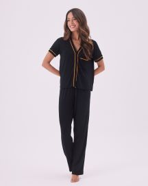 Pijama Bia (Preto com bege)
